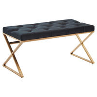 SITZBANK in Textil Schwarz  - Goldfarben/Schwarz, Design, Textil/Metall (90/46/44cm) - MID.YOU