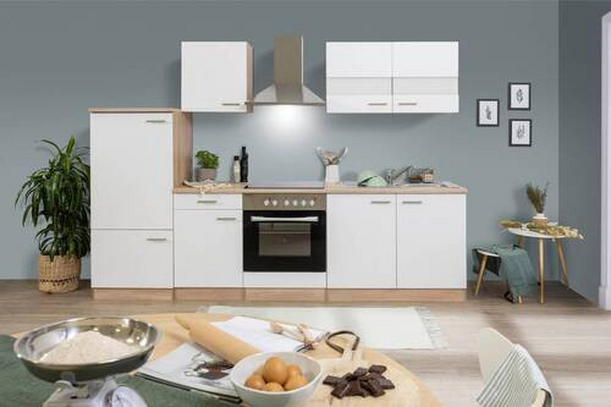 KÜCHENLEERBLOCK 270 cm   in Weiss  - Weiss/Edelstahlfarben, Basics, Holzwerkstoff/Metall (270cm) - Respekta
