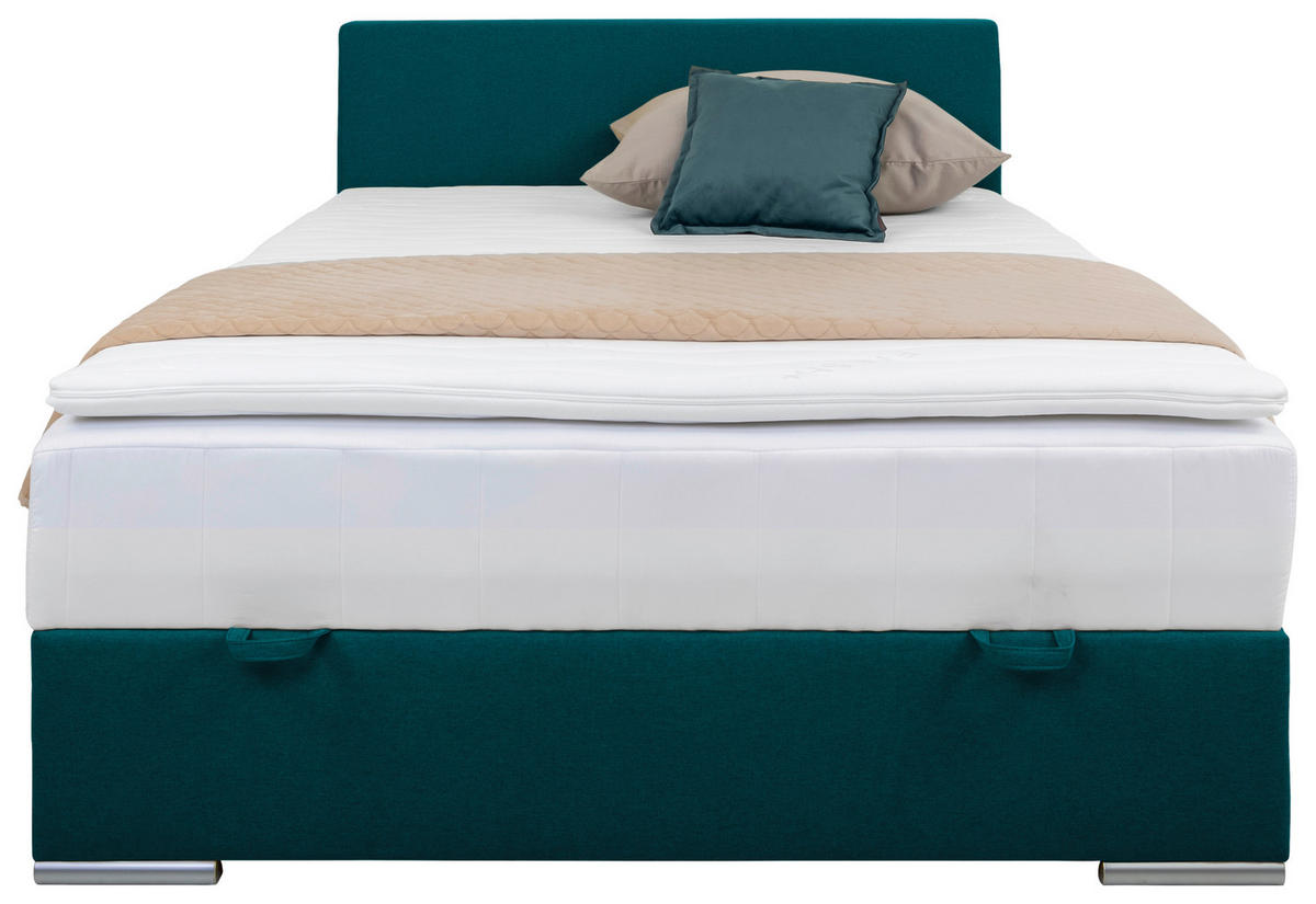 POLSTERBETT Bettkasten, Topper 140/200 cm  in Petrol  - Chromfarben/Petrol, KONVENTIONELL, Holz/Kunststoff (140/200cm) - MID.YOU