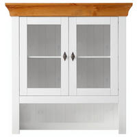 BUFFETAUFSATZ - Bernsteinfarben/Weiß, ROMANTIK / LANDHAUS, Glas/Holz (108/112/32cm) - Boxxx
