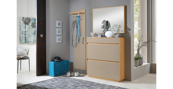GARDEROBE 3-teilig  in 155/195/31 cm  - Sandfarben/Eichefarben, Basics, Glas/Holz (155/195/31cm) - Novel