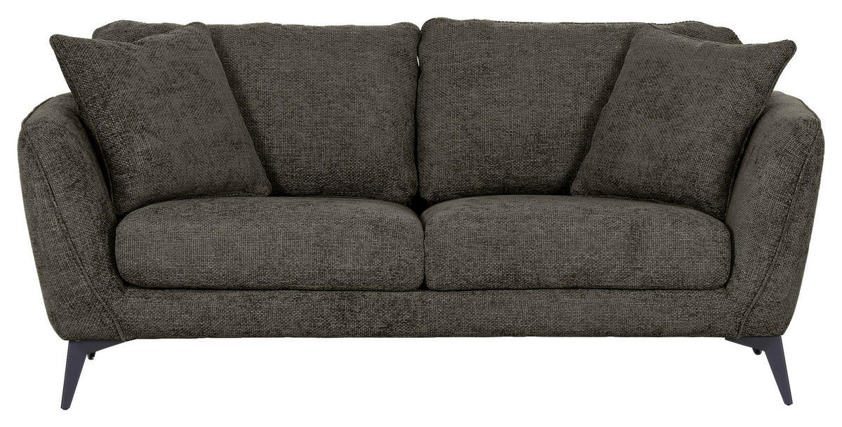 2-SITZER-SOFA in Chenille Dunkelgrau  - Dunkelgrau/Schwarz, Konventionell, Textil/Metall (190/70/98cm) - Carryhome