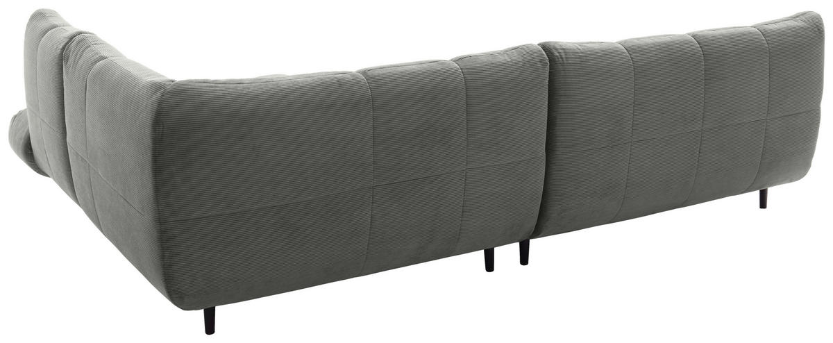 ECKSOFA Ottomane rechts, Eckteil  Grau Feincord  - Schwarz/Grau, Design, Holz/Textil (288/215cm) - Pure Home Lifestyle