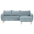 ECKSOFA Blau Flachgewebe  - Blau/Buchefarben, KONVENTIONELL, Holz/Textil (230/144cm) - Carryhome