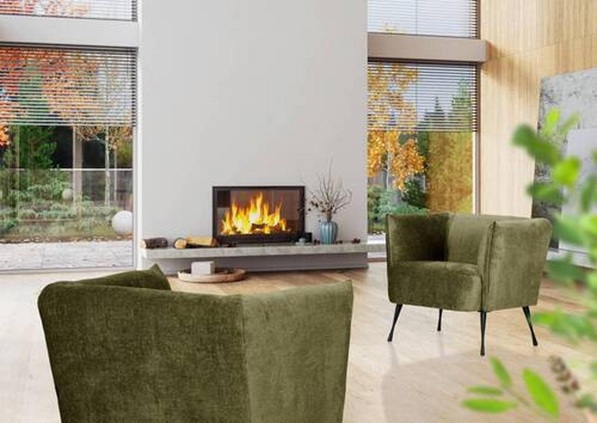 FÅTÖLJ i textil grön  - grön/svart, Design, metall/textil (76/73/76cm) - MID.YOU