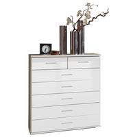 KOMMODE , 91/103/40 cm, 7 Schublade(n)  - Chromfarben/Weiß, Design, Holzwerkstoff/Kunststoff (91/103/40cm) - Xora