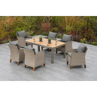 GARTENTISCH 180-240/100/74 cm Metall, Kunststoff rechteckig  - Beige, MODERN, Holz/Kunststoff (180-240/100/74cm) - Gardenson