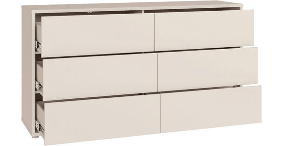 KOMMODE , 155/83/42 cm, 6 Schublade(n)  - Sandfarben/Silberfarben, Trend, Holzwerkstoff/Kunststoff (155/83/42cm) - Carryhome