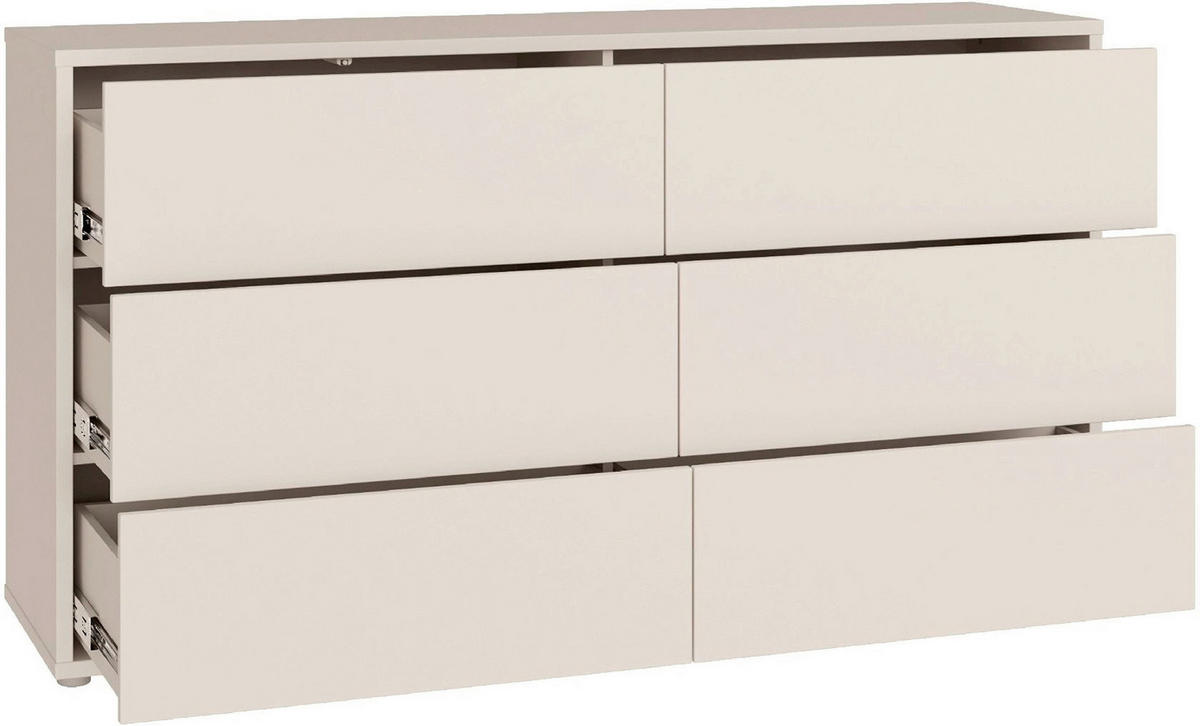 KOMMODE , 155/83/42 cm, 6 Schublade(n)  - Sandfarben/Silberfarben, Trend, Holzwerkstoff/Kunststoff (155/83/42cm) - Carryhome