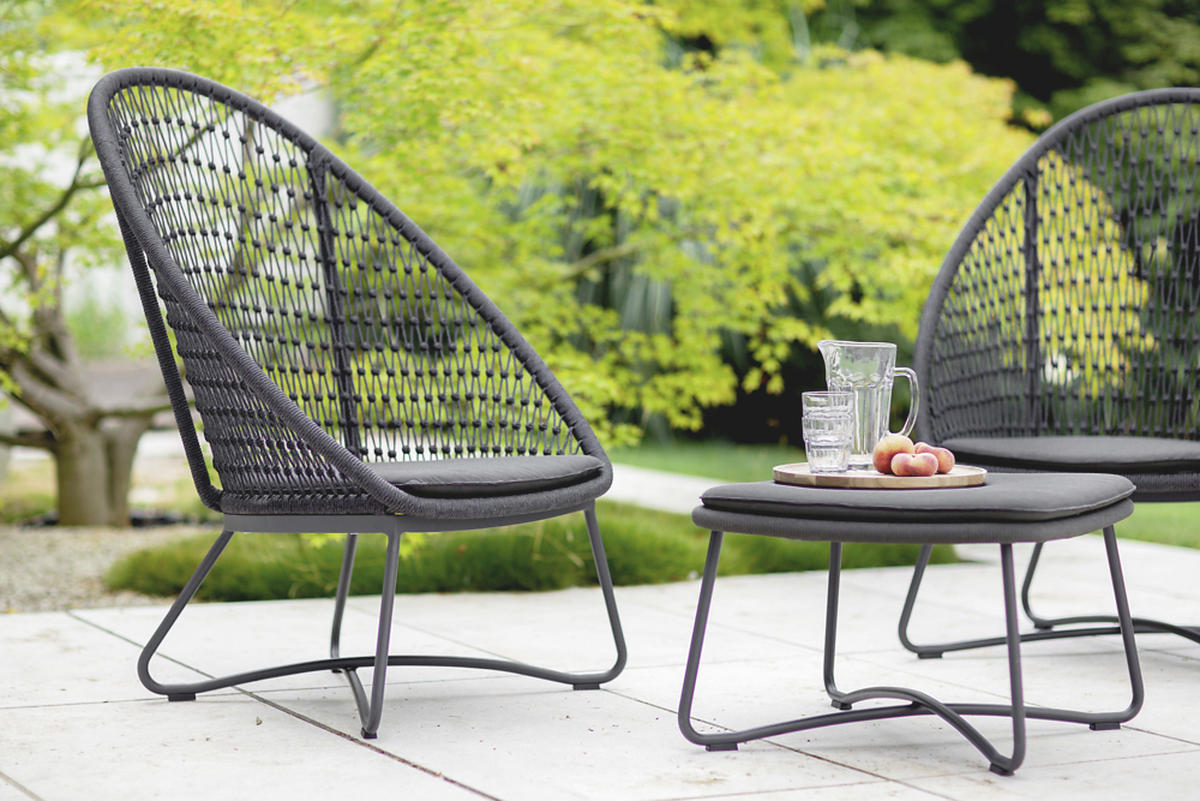 GARTENSESSEL Metall, Textil Anthrazit, Grau  - Anthrazit/Grau, Design, Textil/Metall (84/110,5/87,5cm)