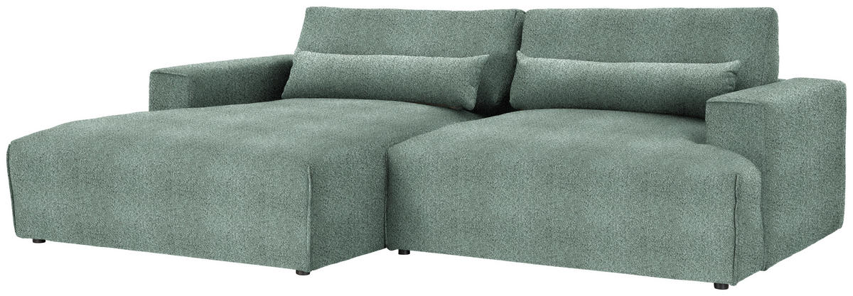 ECKSOFA Chenille Waldgrün  - Waldgrün/Schwarz, Design, Kunststoff/Textil (187/268cm) - Stylife
