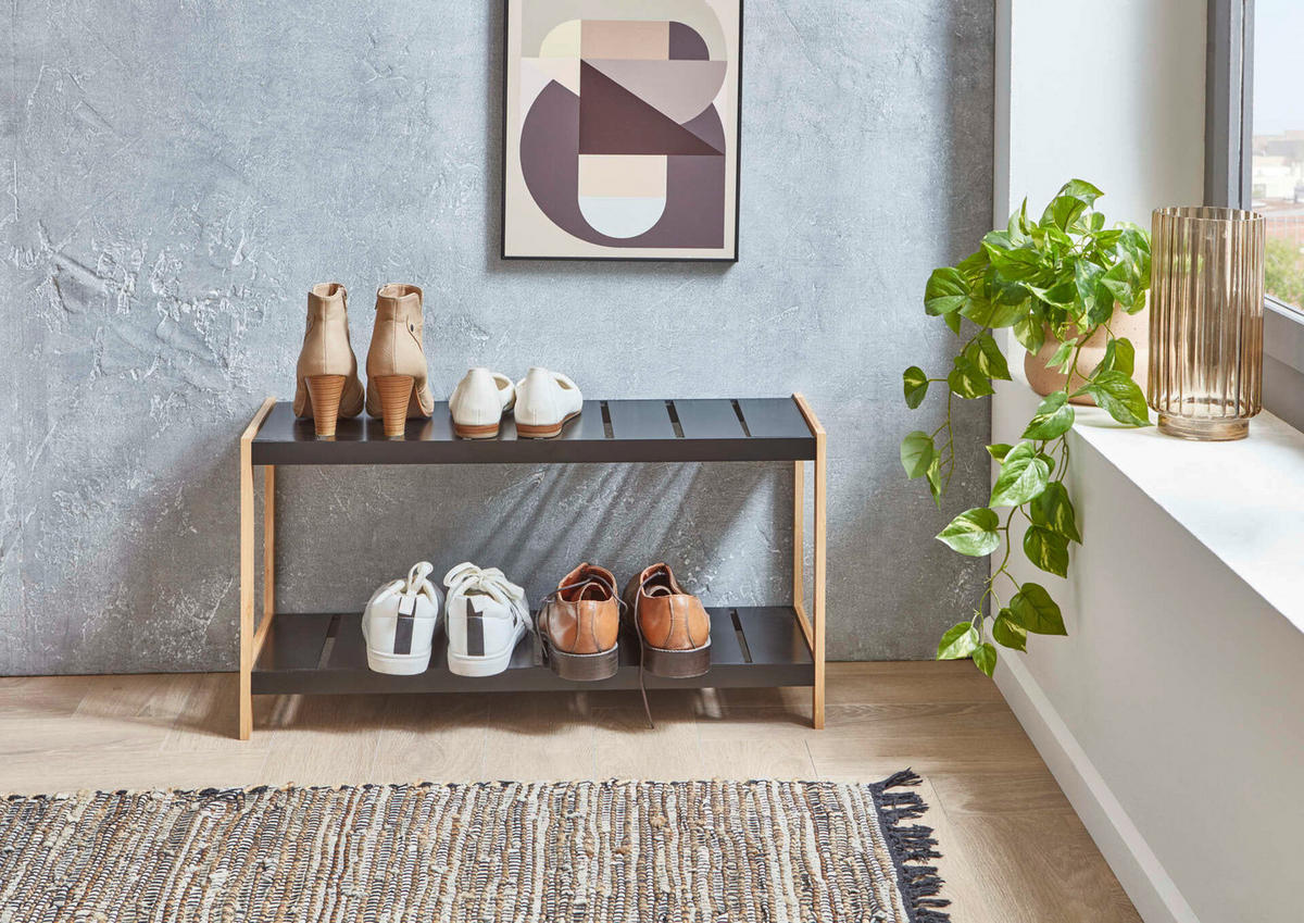 SKOHYLLA 70/36/26 cm  - svart/ekfärgad, Design, trämaterial (70/36/26cm) - MID.YOU