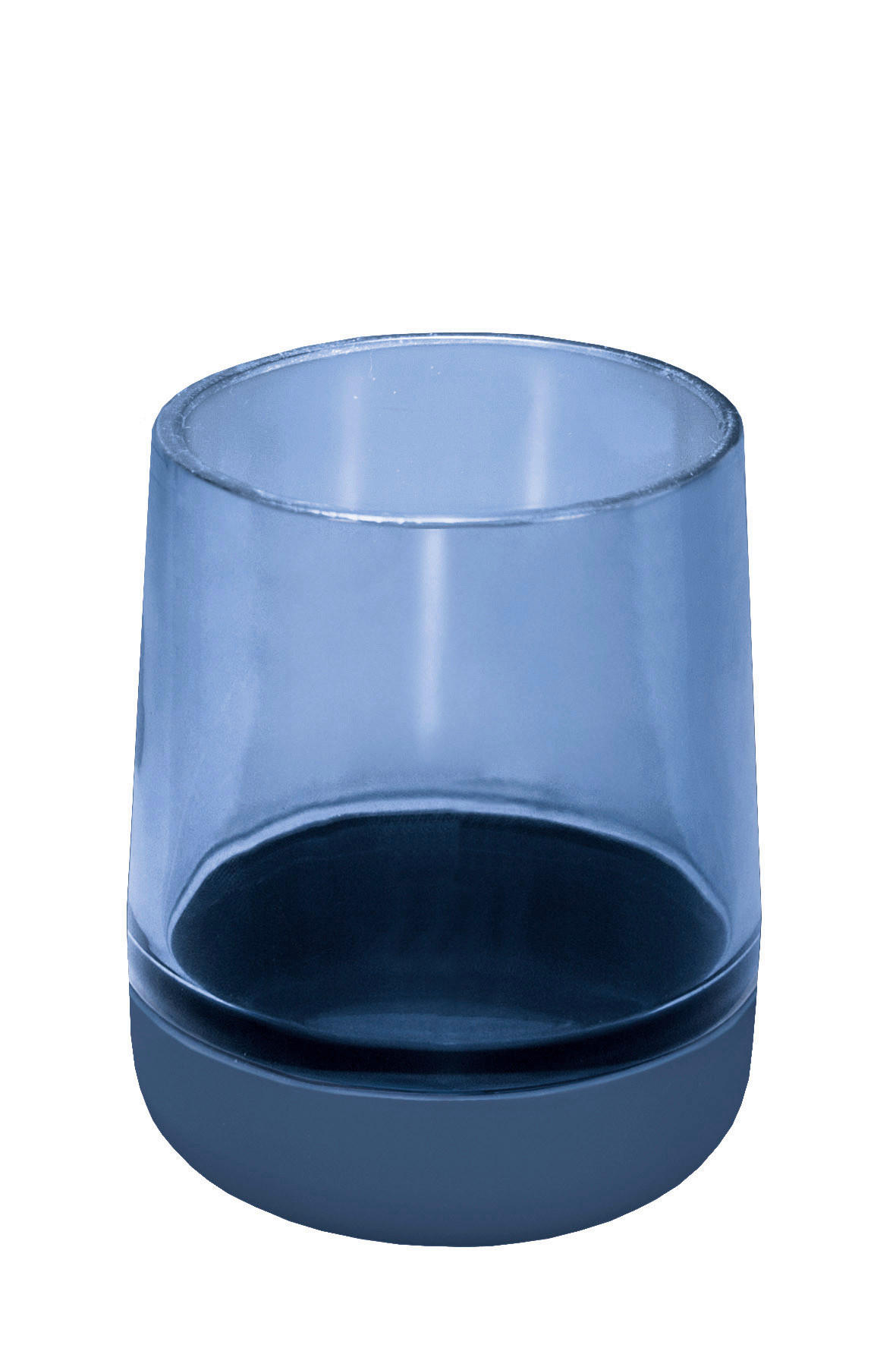 ZAHNPUTZBECHER Belly  - Blau, Basics, Glas/Kunststoff (8,4/10,2cm) - Kleine Wolke