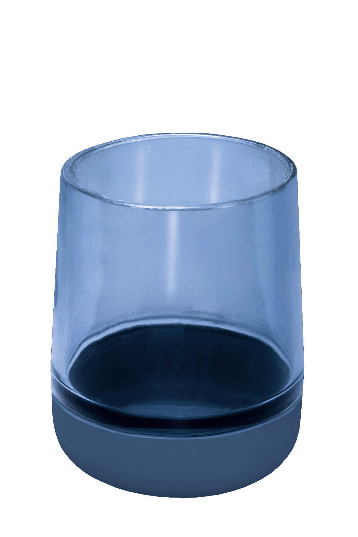 ZAHNPUTZBECHER Belly  - Blau, Basics, Glas/Kunststoff (8,4/10,2cm) - Kleine Wolke