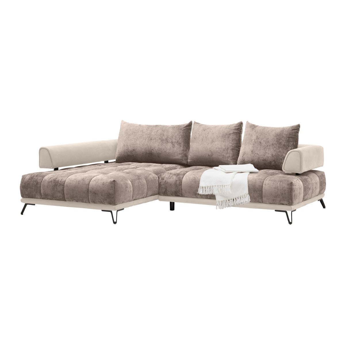 HÖRNSOFFA i cappuccino  - cappuccino/svart, Modern, metall/textil (184/262cm) - MID.YOU