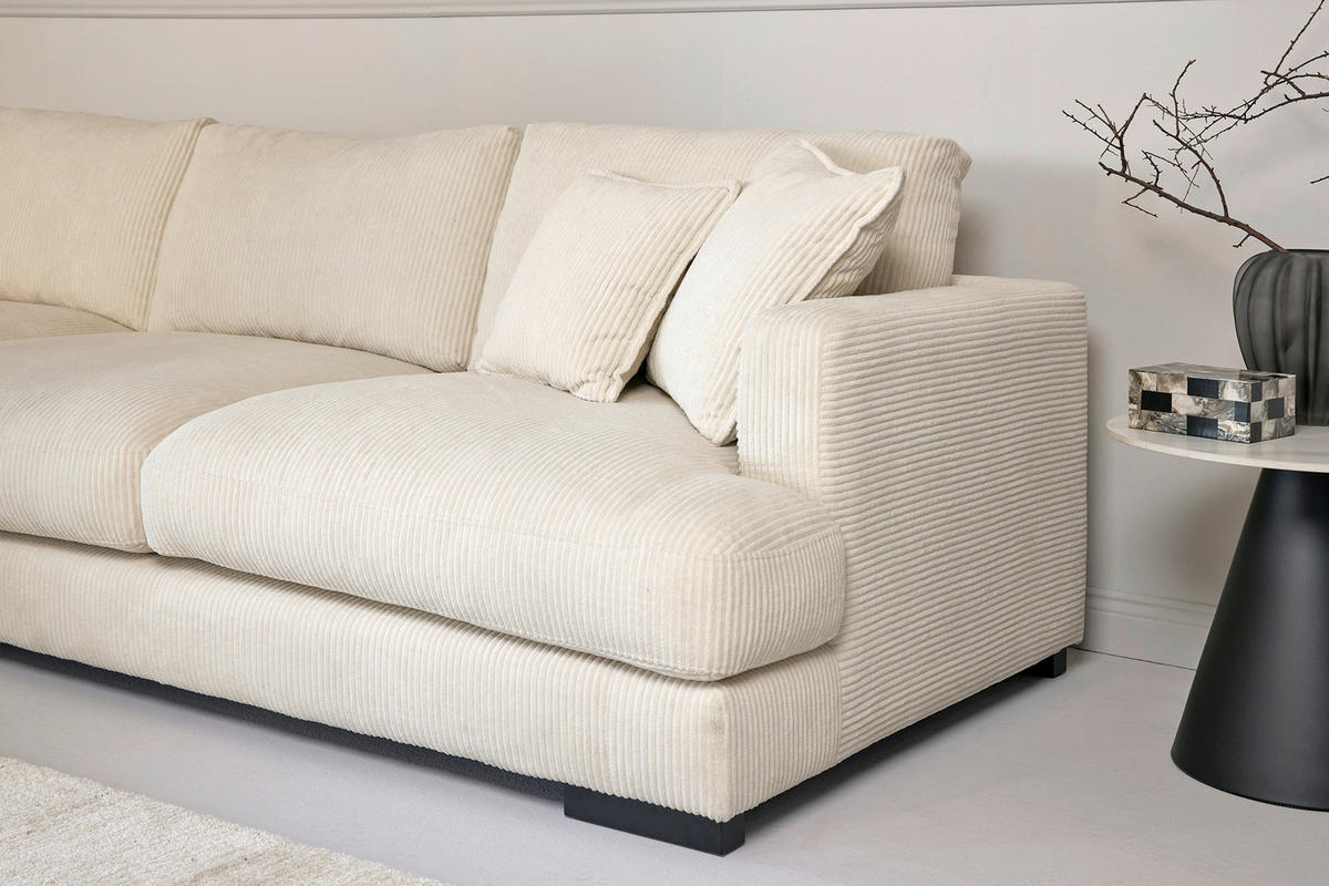 ECKSOFA  RELAX ASPEN CORNER M-L EU Weiß, Ecru Cord  - Ecru/Schwarz, MODERN, Holz/Textil (271/166cm) - Livetastic