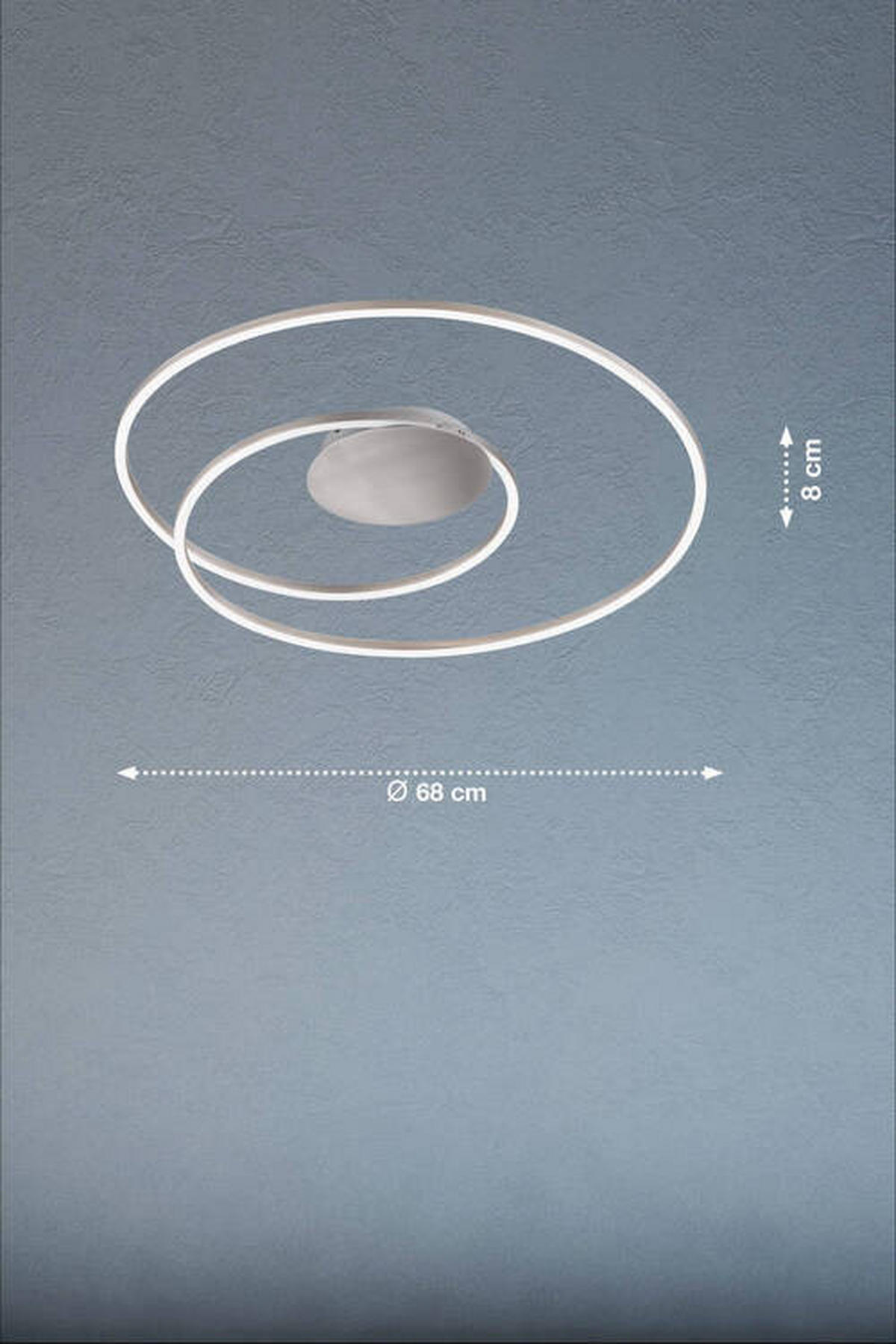 LED-DECKENLEUCHTE  68/8 cm    - Nickelfarben, Design, Metall (68/8cm) - Fischer & Honsel