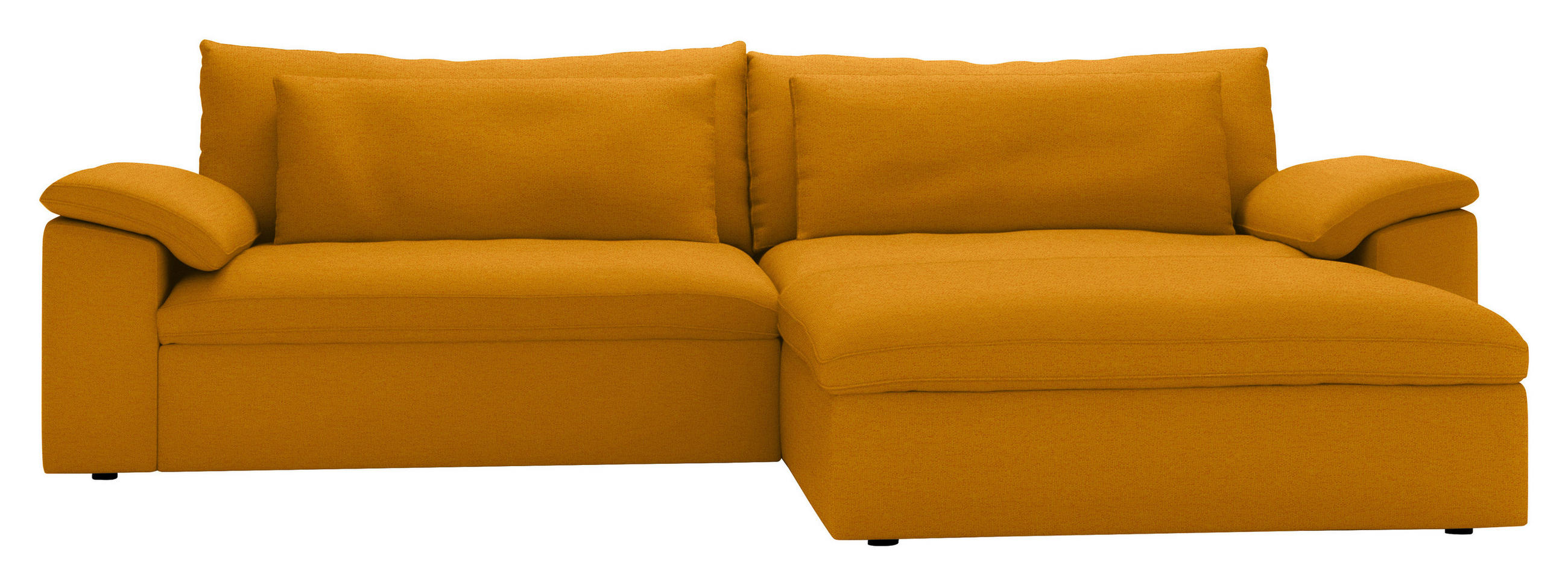 ECKSOFA Flachgewebe Currygelb  - Currygelb/Schwarz, Modern, Kunststoff/Textil (306/198cm) - Carryhome