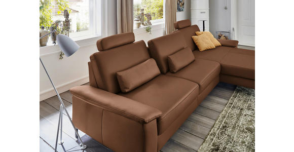 ECKSOFA in Echtleder Braun  - Schwarz/Braun, Design, Leder/Metall (334/176cm) - Dieter Knoll