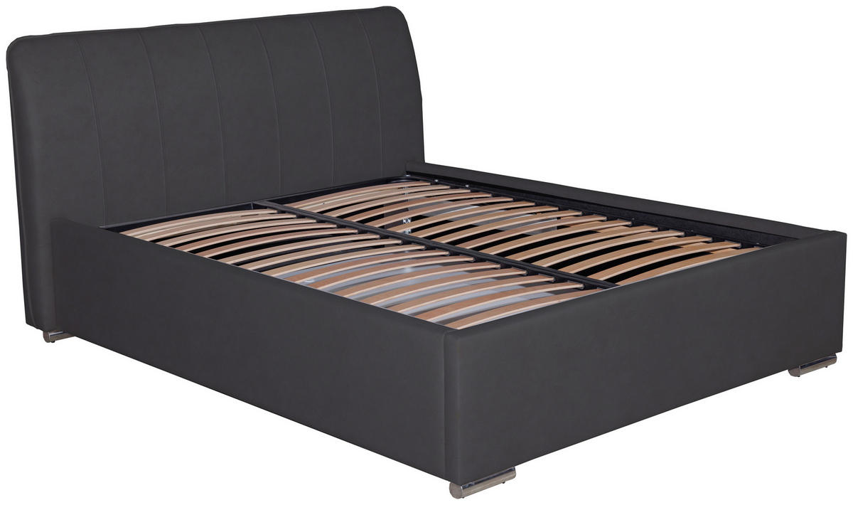 POLSTERBETT 180/200 cm  in Schwarz  - Chromfarben/Schwarz, Basics, Holz/Textil (180/200cm) - Boxxx