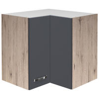 ECKOBERSCHRANK 60/54/32 cm  in Eiche San Remo, Dunkelgrau  - Edelstahlfarben/Dunkelgrau, MODERN, Holzwerkstoff/Metall (60/54/32cm) - FlexWell