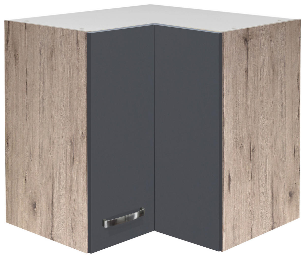 ECKOBERSCHRANK 60/54/32 cm  in Eiche San Remo, Dunkelgrau  - Edelstahlfarben/Dunkelgrau, MODERN, Holzwerkstoff/Metall (60/54/32cm) - FlexWell