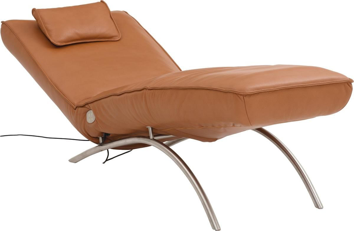 RELAXLIEGE motor. verstellbar Echtleder Braun  - Edelstahlfarben/Braun, Design, Leder/Metall (70/95/208cm) - Koinor