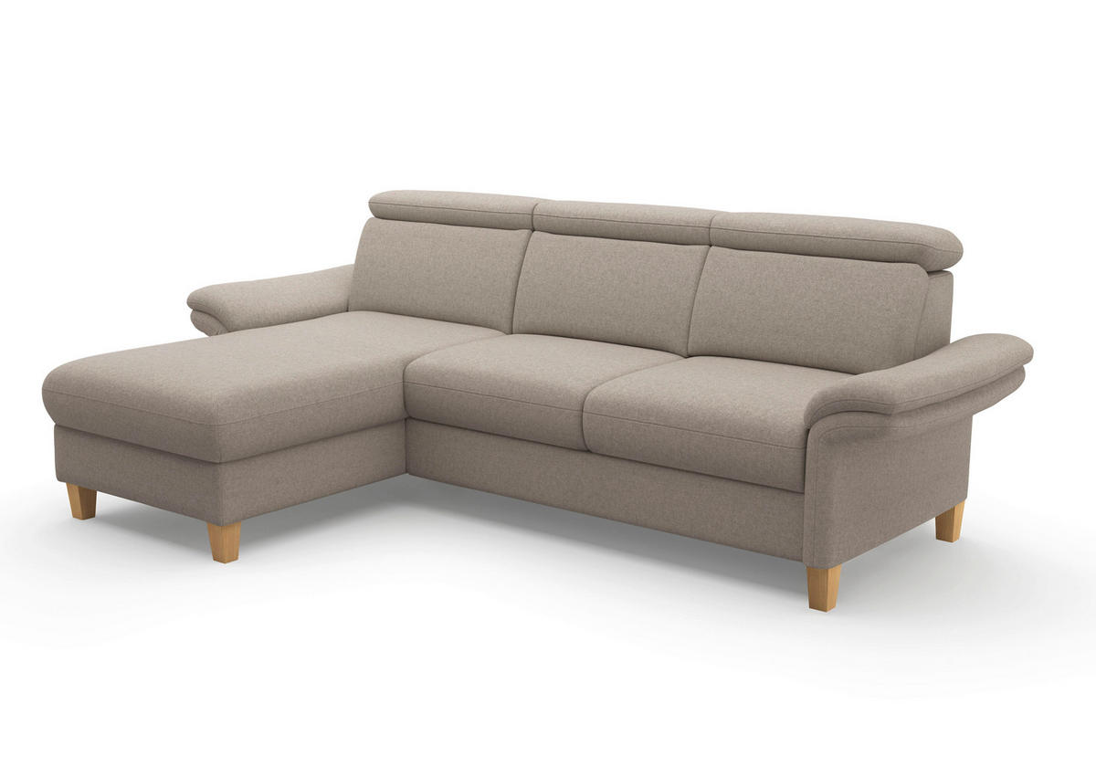 ECKSOFA in Flachgewebe Taupe  166/253 cm  - Taupe/Eichefarben, KONVENTIONELL, Holz/Textil (166/253cm) - Sit & More