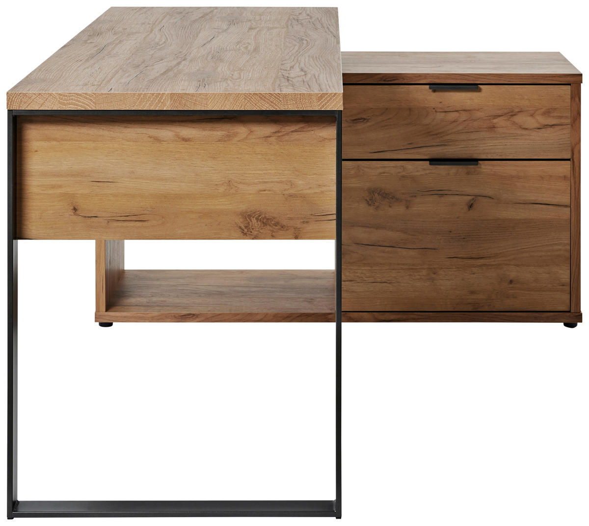 ECKSCHREIBTISCH 150/120/76 cm  in Anthrazit, Eichefarben  - Eichefarben/Anthrazit, MODERN, Holzwerkstoff/Metall (150/120/76cm) - Livetastic