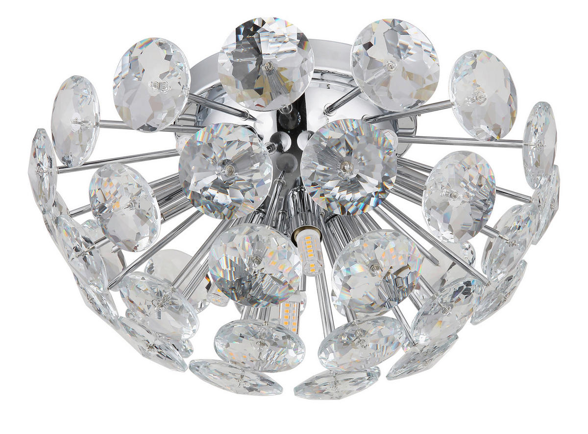 DECKENLEUCHTE VIRINA 39/22 cm   - Klar/Chromfarben, KONVENTIONELL, Glas/Metall (39/22cm) - Globo
