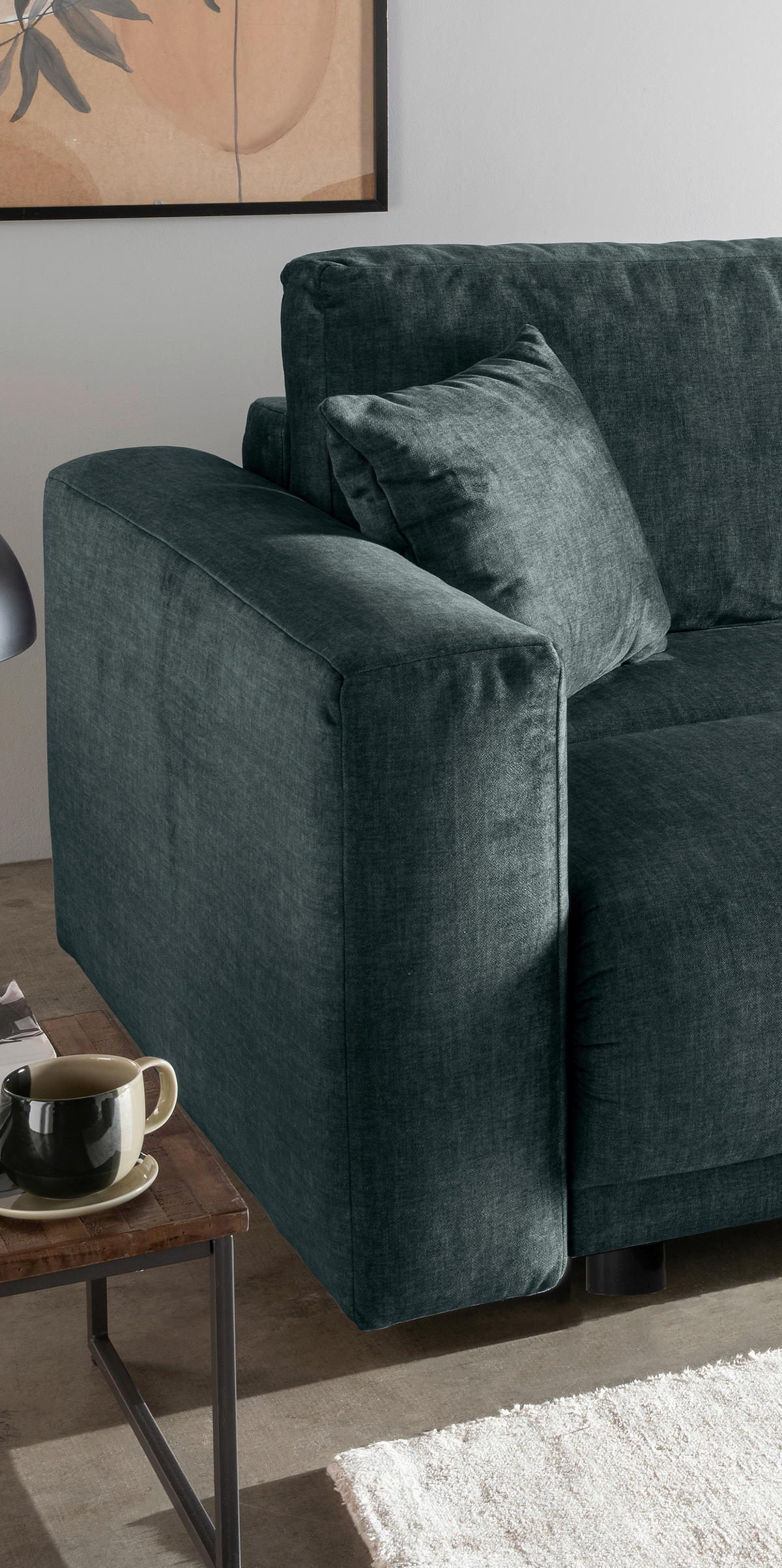 SCHLAFSOFA in Velours Blau  - Blau/Schwarz, Modern, Kunststoff/Textil (245/86/126cm) - Livetastic