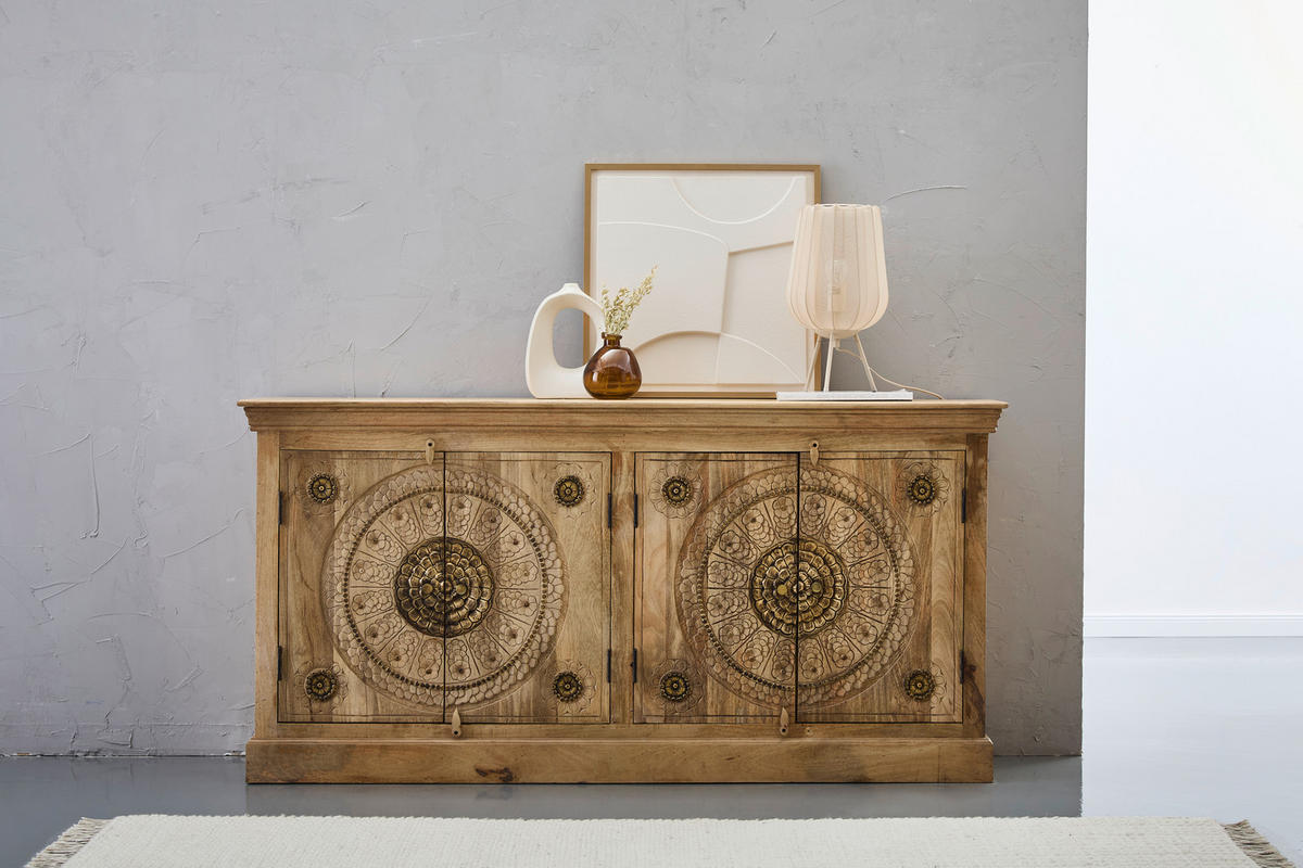 SIDEBOARD  178/89/40 cm  - Messingfarben/Naturfarben, LIFESTYLE, Holz/Metall (178/89/40cm) - Milino