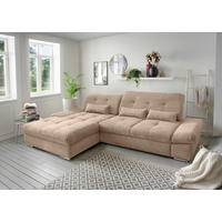 ECKSOFA in Chenille Hellbraun  - Chromfarben/Hellbraun, Design, Textil/Metall (196/300cm) - Livetastic