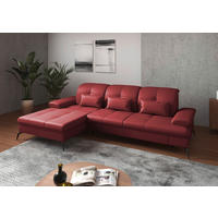 ECKSOFA in Vliesstoff Kombination Echtleder/Stoff Rot  - Rot/Schwarz, Konventionell, Leder/Textil (185/279cm) - Sit & More