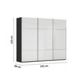 SCHWEBETÜRENSCHRANK  in Schwarz, Weiß  - Chromfarben/Schwarz, KONVENTIONELL, Glas/Holzwerkstoff (242/223/68cm) - Novel