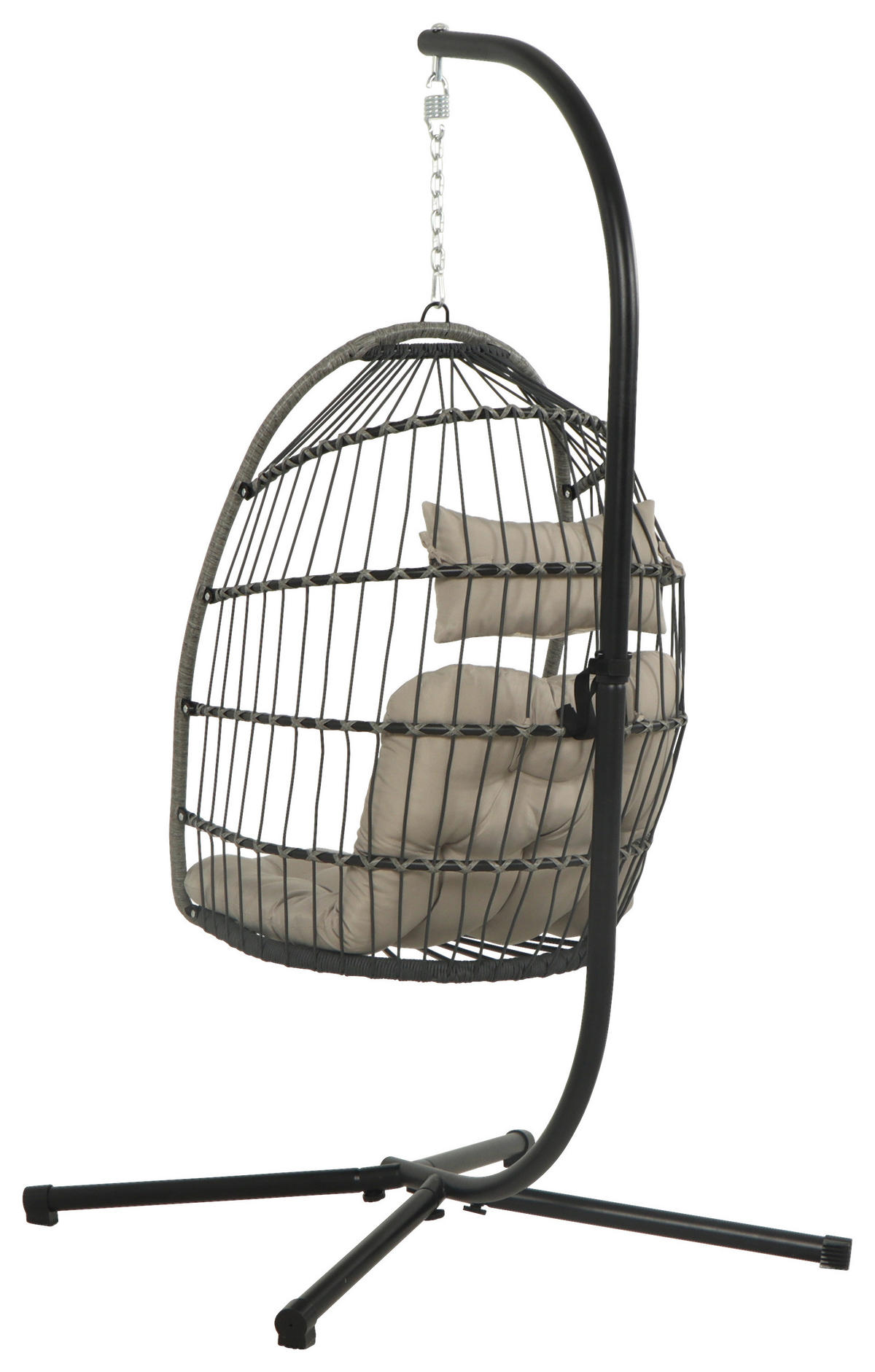 HÄNGESESSEL 100/198/100 cm Eisen  - Schwarz/Grau, Design, Kunststoff/Textil (100/198/100cm) - Ambia Garden