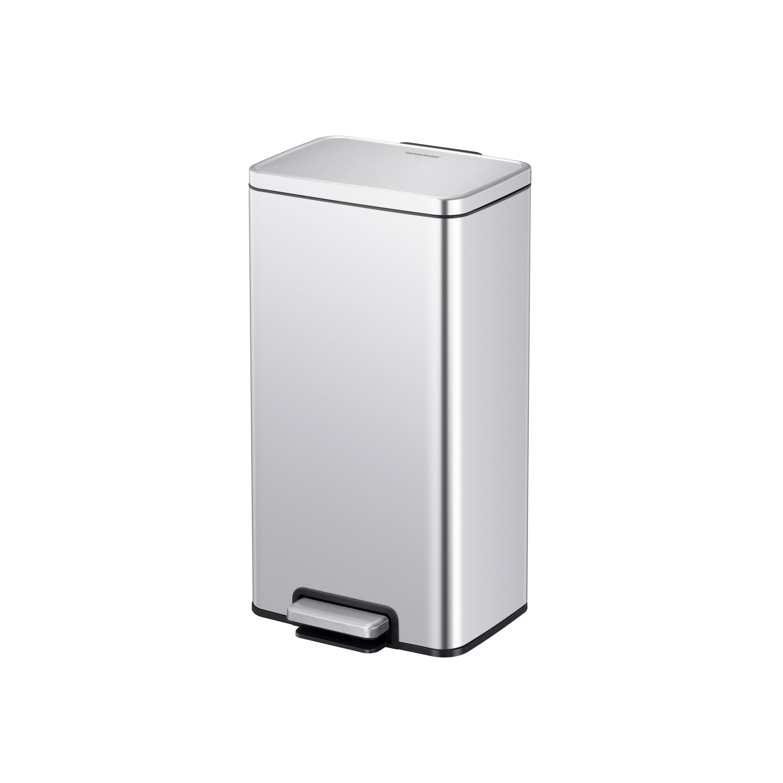 ABFALLEIMER Chicago 30 L  - Edelstahlfarben/Anthrazit, Basics, Kunststoff/Metall (30,2/33,3/61,7cm) - Fackelmann