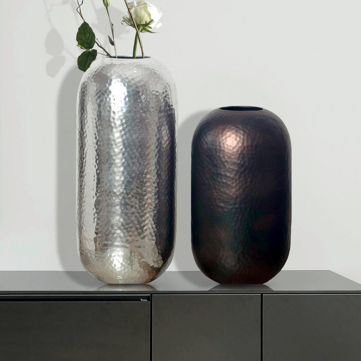 DEKOVASE  - Silberfarben, Design, Metall (20/46/20cm) - Livetastic