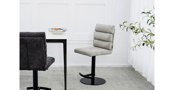 BARHOCKER Webstoff Sandfarben Eisen Stoffauswahl, Sitzfläche 360° drehbar  - Sandfarben/Schwarz, Design, Textil/Metall (42/90-117/58,5cm) - Novel