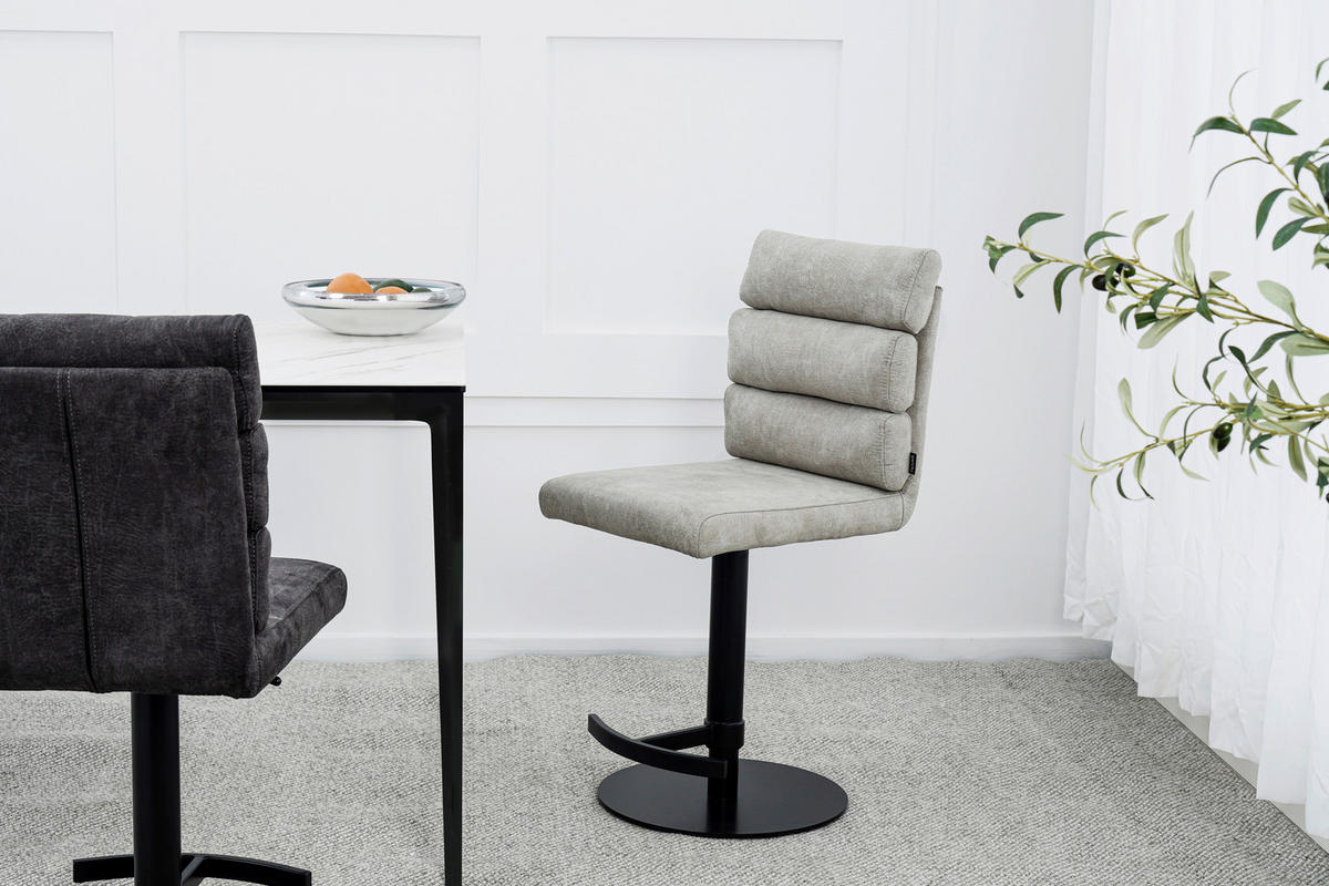 BARHOCKER Webstoff Sandfarben Eisen Stoffauswahl, Sitzfläche 360° drehbar  - Sandfarben/Schwarz, Design, Textil/Metall (42/90-117/58,5cm) - Novel