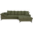 ECKSOFA Grün Cord Rückenkissen, Armlehnenkissen, Rücken echt  - Schwarz/Grün, KONVENTIONELL, Textil/Metall (332/231cm) - Carryhome