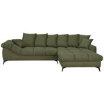 ECKSOFA Grün Cord Rückenkissen, Armlehnenkissen, Rücken echt  - Schwarz/Grün, KONVENTIONELL, Textil/Metall (332/231cm) - Carryhome