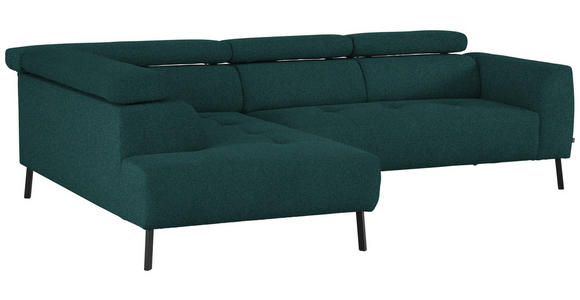 ECKSOFA in Struktur Petrol 205/280 cm - Petrol/Schwarz, Design, Textil/Metall (205/280cm) - Xora