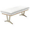 HOCKERBANK 130/49/54 cm  in Weiß  - Edelstahlfarben/Beige, Design, Leder/Holz (130/49/54cm) - Ambiente