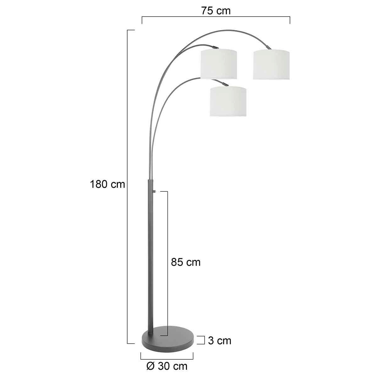 STEHLEUCHTE - Weiss, Trend, Textil/Metall (30/180/75cm)