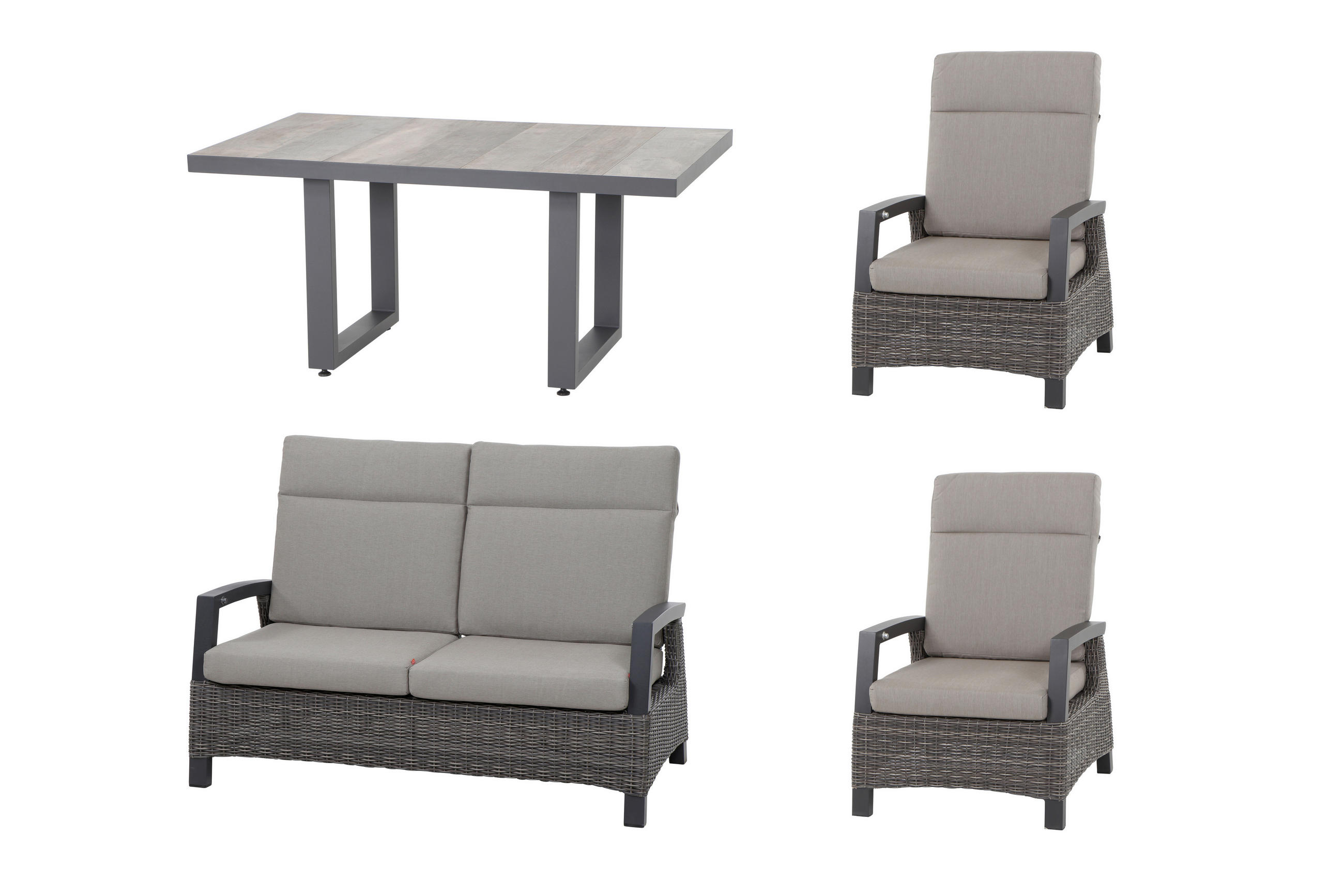 LOUNGEGARNITUR Aluminium  - Grau, Basics, Keramik/Kunststoff (72/103/83cm) - Siena Garden