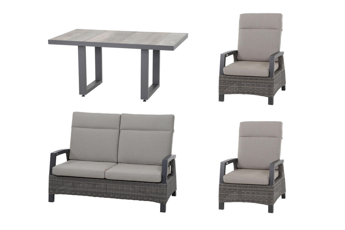 LOUNGEGARNITUR 4-teilig   72/103/83 cm Aluminium  - Grau, Basics, Keramik/Kunststoff (72/103/83cm) - Siena Garden