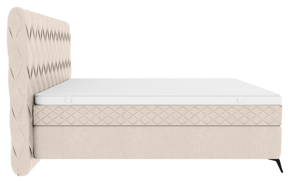 BOXSPRINGBETT 180/200 cm  in Greige  - Greige/Schwarz, Design, Textil/Metall (180/200cm) - Boxxx