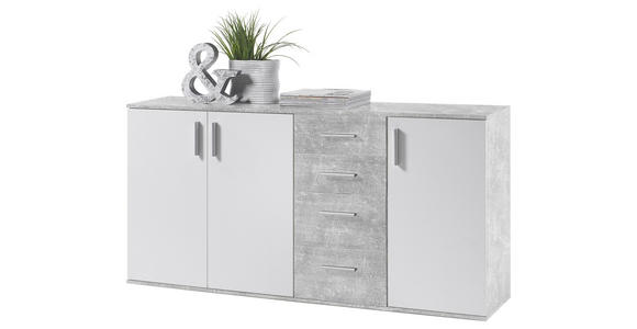 KOMMODE 160/82/35 cm in Grau, Weiß - Silberfarben/Weiß, KONVENTIONELL, Holzwerkstoff/Kunststoff (160/82/35cm) - Carryhome