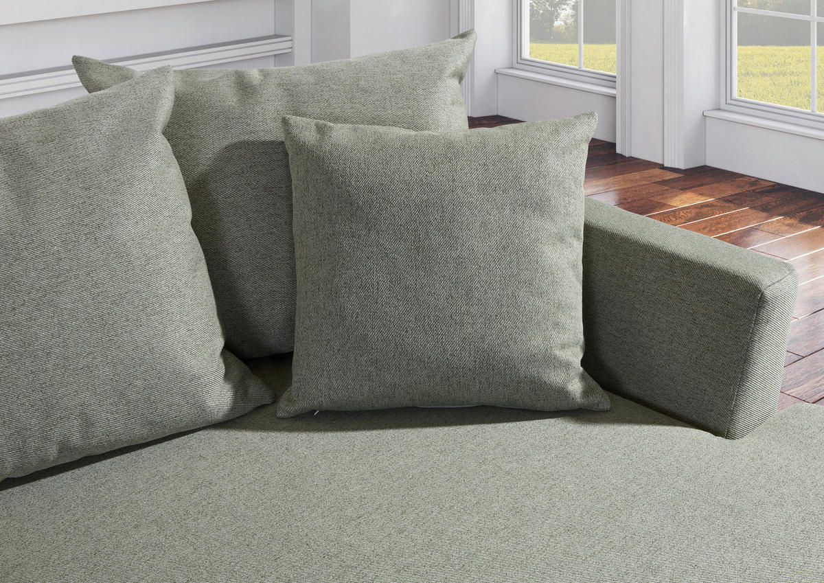 ECKSOFA in Flachgewebe Grün  - Schwarz/Grün, Design, Kunststoff/Textil (235/175cm) - home24